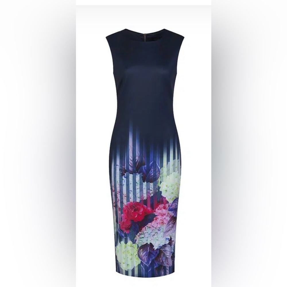 Ted Baker size 4 (US 8-10) Rimena Vespera Hydrangea midi pencil dress.
